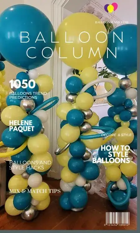 Eye-catching magazine cover displaying a vertical arrangement of colorful balloons, emphasizing a celebratory theme.