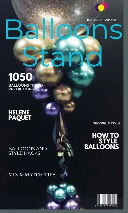 Balloons Stand magazine cover displaying vibrant balloons and creative arrangements, highlighting balloon decoration ideas.